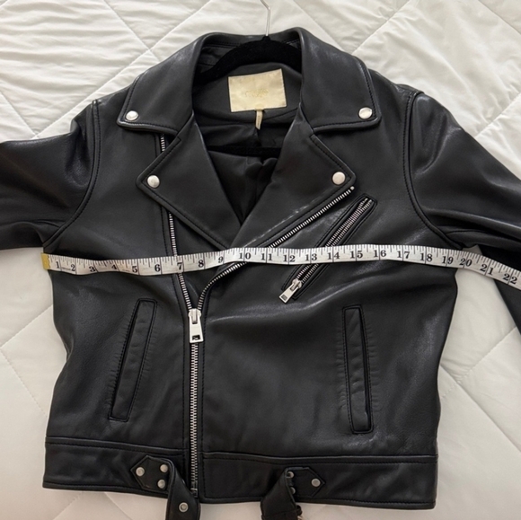 Maje Black Genuine Moto Cropped Leather Jacket S/m 38 Ret $473 - Picture 3 of 7
